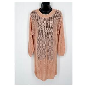Callahan Revolve Knit Dress NEW Womens Sz S Orange Long Sleeve Open Weave Cotton